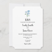 Invitation Blue Hydrangea Flower Wedding Monogram Blue Stripe (Devant)