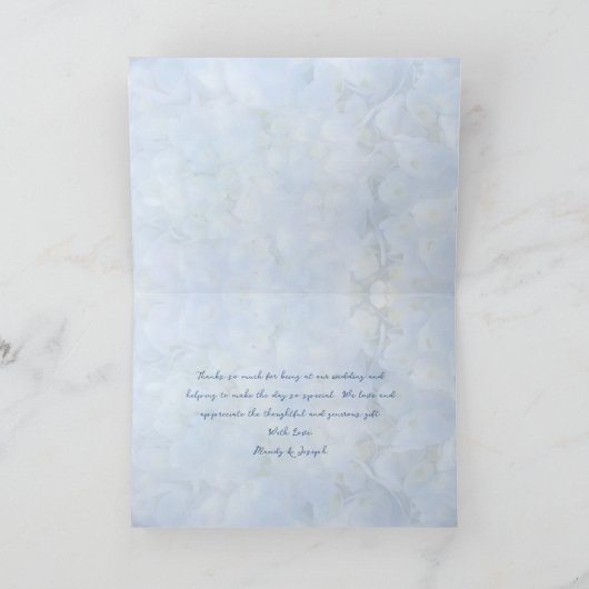 Invitation Blue Hydrangea Flowers Love and Thanks Card (Intérieur)