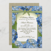 Invitation Blue Hydrangea Garden Party Anniversaire (Devant / Derrière)