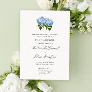 Invitation Blue Hydrangea Grandmillennial Double Baby shower