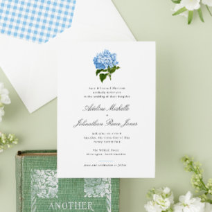 Invitation Blue Hydrangea Grandmillennial Mariage