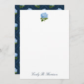 Invitation Blue Hydrangea Grandmillennial Note personnalisée (Devant / Derrière)