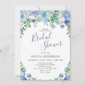 Invitation Blue Hydrangea Green Fête des mariées d'aquarelle (Devant)