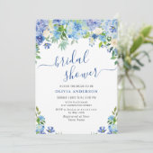 Invitation Blue Hydrangea Green Fête des mariées d'aquarelle (Debout devant)