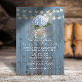 Invitation Blue Hydrangea Jar Dusty Blue Barn Mariage en bois