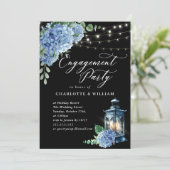 Invitation Blue Hydrangea Lanterne Black Boho Party (Debout devant)