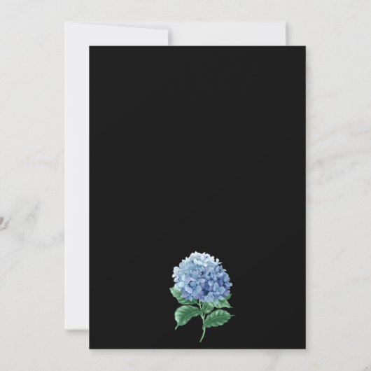Invitation Blue Hydrangea Lanterne Black Boho Party (Dos)