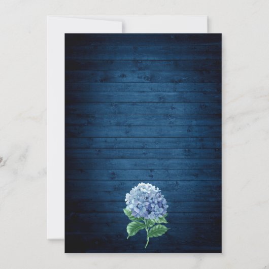Invitation Blue Hydrangea Lanterne en bois (Dos)