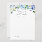 Invitation Blue Hydrangea Mariage Conseils et souhaits (Devant)