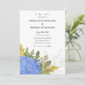 Invitation Blue Hydrangea Moderne Artiste Floral Mariage (Debout devant)