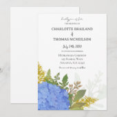 Invitation Blue Hydrangea Moderne Artiste Floral Mariage (Devant / Derrière)