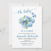 Invitation Blue Hydrangea Oh, Baby C'est un Baby shower garço (Devant)