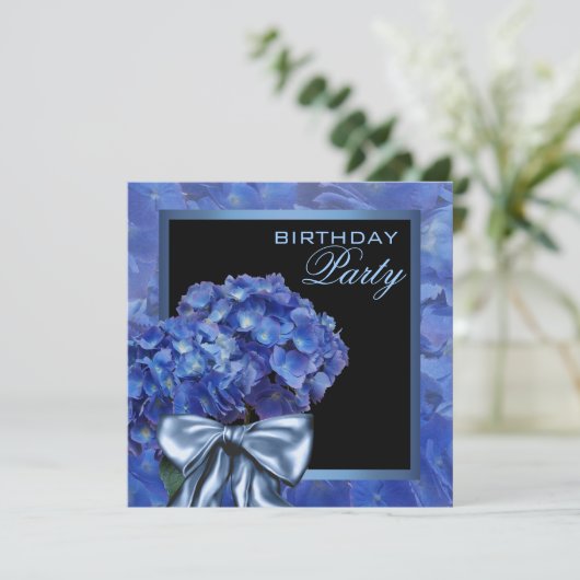 Invitation Blue Hydrangea Party (Debout devant)
