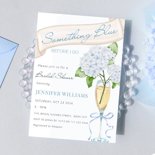 Invitation Blue Hydrangea Quelque chose de bleu Fête des mari