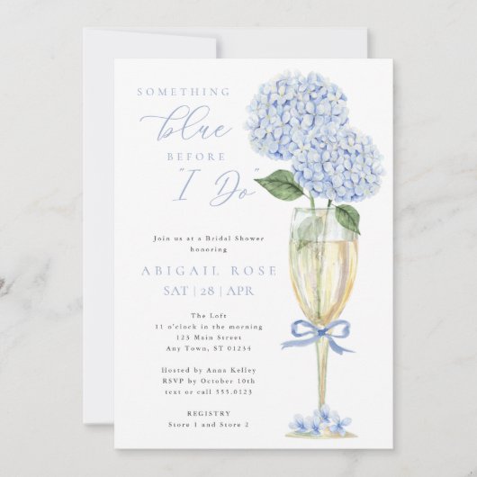 Invitation Blue Hydrangea Quelque chose de bleu Fête des mari (Devant)