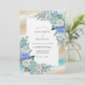 Invitation Blue Hydrangea Romantic Flourish Wedding (Debout devant)