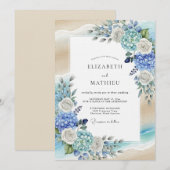 Invitation Blue Hydrangea Romantic Flourish Wedding (Devant / Derrière)