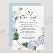 Invitation Blue Hydrangea Rose blanche Fête des mariées flora (Devant / Derrière)