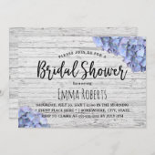 Invitation Blue Hydrangea Rustic Mariage Fête des mariées (Devant / Derrière)