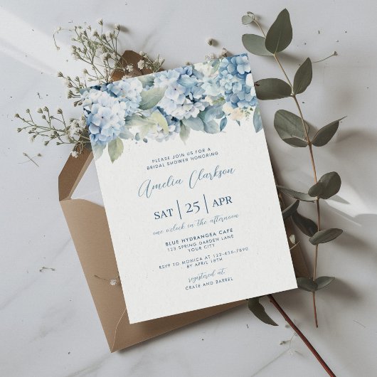 Invitation Blue Hydrangea Something Blue Bridal Shower Invite
