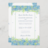 Invitation Blue Hydrangea Sophisticated Mariage (Devant / Derrière)