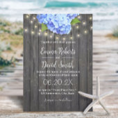 Invitation Blue Hydrangea & String Lumières Barre Mariage en 