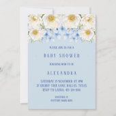 Invitation Blue Hydrangea White Floral Garden Baby shower (Devant)