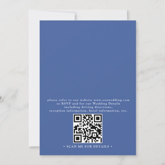 Invitation Blue Hydrangea White Roses Floral QR Code Wedding (Dos)