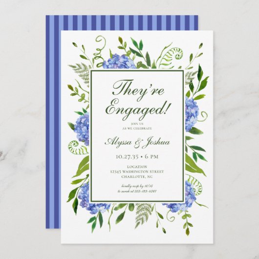 Invitation Blue Hydrangeas (Devant / Derrière)