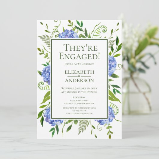 Invitation Blue Hydrangeas (Debout devant)