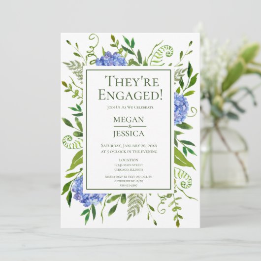 Invitation Blue Hydrangeas (Debout devant)