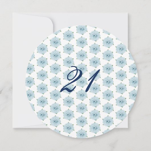 Invitation Blue Hydrangeas 21e fête d'anniversaire surprise (Dos)