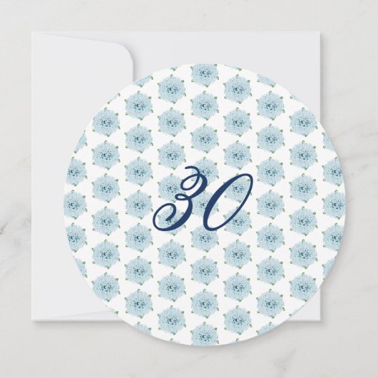 Invitation Blue Hydrangeas 30e fête d'anniversaire surprise (Dos)