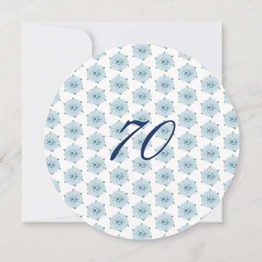 Invitation Blue Hydrangeas 70e fête d'anniversaire surprise (Dos)