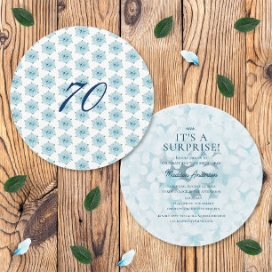 Invitation Blue Hydrangeas 70e fête d'anniversaire surprise