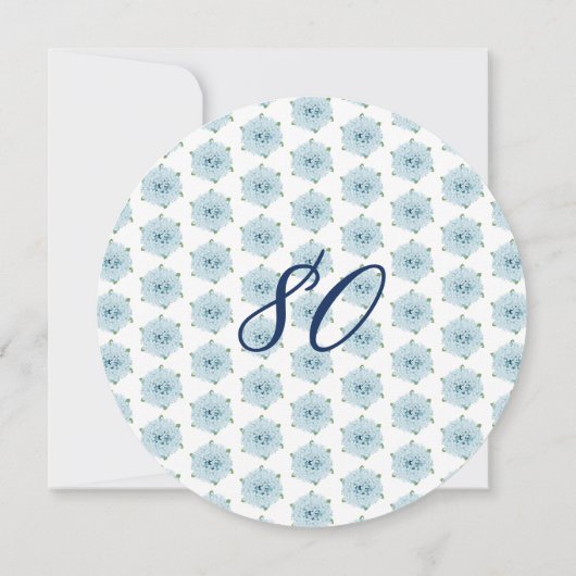 Invitation Blue Hydrangeas 80e fête d'anniversaire surprise (Dos)