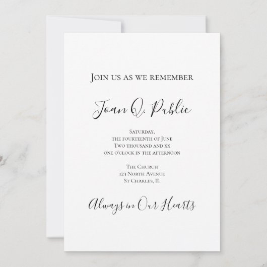 Invitation Blue Hydrangeas Aquarelle Célébration de la vie (Dos)