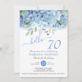 Invitation Blue Hydrangeas Aquarelle Floral 70e Anniversaire  (Devant)