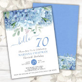 Invitation Blue Hydrangeas Aquarelle Floral 70e Anniversaire 