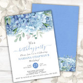 Invitation Blue Hydrangeas aquarelle Floral fête d'anniversai