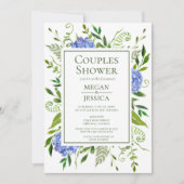 Invitation Blue Hydrangeas Couples Douche (Devant)