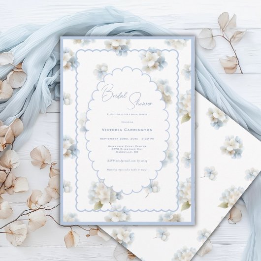 Invitation Blue Hydrangeas Elegant Bridal Shower