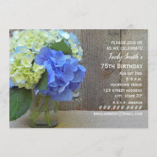 Invitation Blue Hydrangeas fête d'anniversaire