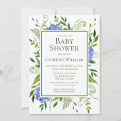 Invitation Blue Hydrangeas Floral Aquarelle Baby shower (Devant)