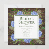 Invitation Blue Hydrangeas Floral Aquarelle Fête des mariées (Devant)