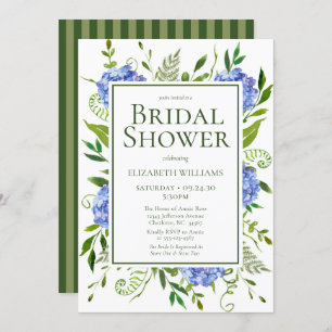 Invitation Blue Hydrangeas Floral Aquarelle Fête des mariées