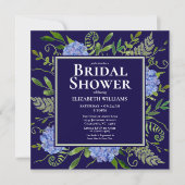 Invitation Blue Hydrangeas Floral Aquarelle Fête des mariées (Devant)