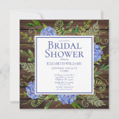 Invitation Blue Hydrangeas Floral Aquarelle Fête des mariées (Devant)