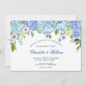 Invitation Blue Hydrangeas Floral Green ENGAGEMENT PARTY (Devant)