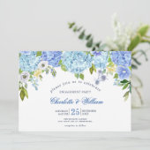 Invitation Blue Hydrangeas Floral Green ENGAGEMENT PARTY (Debout devant)